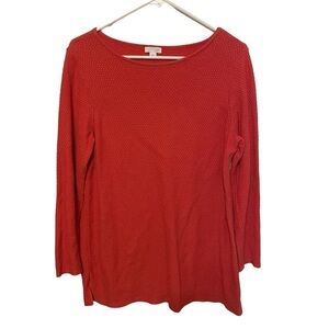 J.Jill Knitted Waffle Shirt Top Womens medium Crewneck Long Sleeve